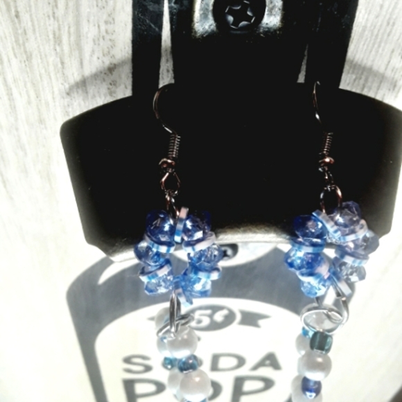 Dangling Long Unique Fun Earrings Multicolored Blue Handmade Earrings - Picture 3 of 8